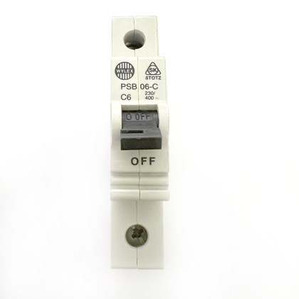 Wylex PSB06-C Old Style Metal Clip C6 6A 6 Amp MCB Circuit Breaker Type C